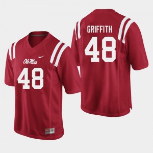 Men Ole Miss Rebels Andrew Griffith #48 Player Red Jerseys 727735-282