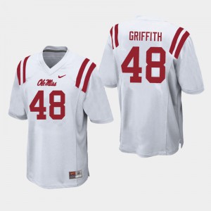 Mens Ole Miss Rebels Andrew Griffith #48 NCAA White Jerseys 676360-553