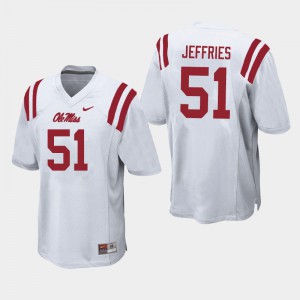 Mens Ole Miss Rebels Eric Jeffries #51 College White Jerseys 818068-703