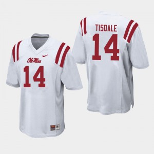 Mens Ole Miss Rebels Grant Tisdale #14 White Stitched Jersey 418959-554