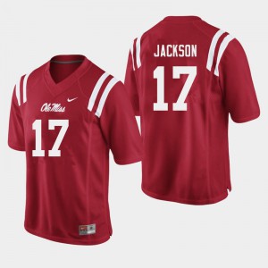 Men Ole Miss Rebels Jadon Jackson #17 Red Alumni Jersey 163223-776