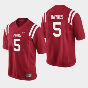 Men Ole Miss Rebels Jon Haynes #5 NCAA Red Jerseys 966175-595