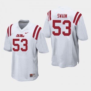 Men Ole Miss Rebels KC Swaim #53 White Embroidery Jersey 181808-520