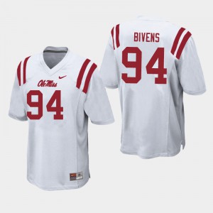 Mens Ole Miss Rebels Quentin Bivens #94 Stitched White Jerseys 102774-519