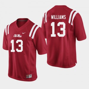 Men's Ole Miss Rebels Sam Williams #13 Red Embroidery Jersey 979760-276