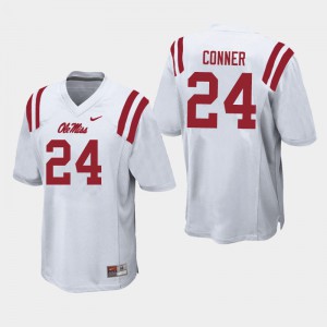 Mens Ole Miss Rebels Snoop Conner #24 White Embroidery Jerseys 299953-592