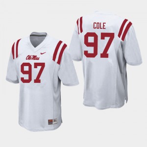 Mens Ole Miss Rebels Spencer Cole #97 Player White Jerseys 404365-784