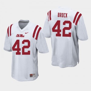 Men Ole Miss Rebels Brooks Brock #42 Embroidery White Jersey 898845-156