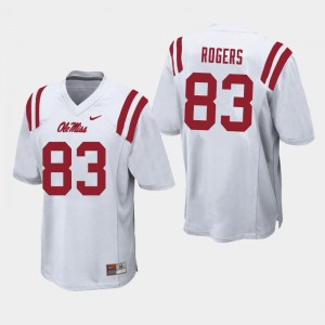 Men Ole Miss Rebels Chase Rogers #83 White Official Jersey 696229-648