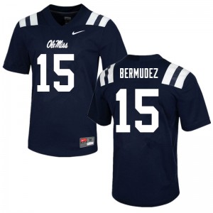 Men Ole Miss Rebels Derek Bermudez #15 University Navy Jerseys 546881-614