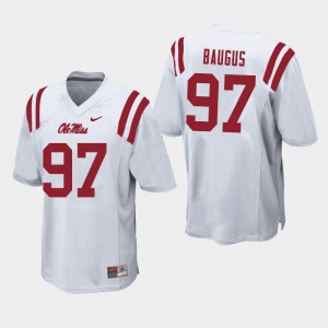 Mens Ole Miss Rebels Michael Baugus #97 Stitched White Jersey 351275-117