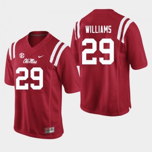 Men Ole Miss Rebels Demarko Williams #29 Embroidery Red Jersey 420609-846