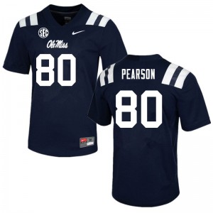 Mens Ole Miss Rebels Jahcour Pearson #80 Stitch Navy Jerseys 265231-663