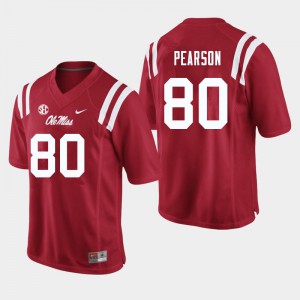Mens Ole Miss Rebels Jahcour Pearson #80 Embroidery Red Jerseys 646353-502