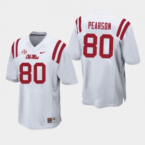 Men Ole Miss Rebels Jahcour Pearson #80 White Embroidery Jersey 100844-176