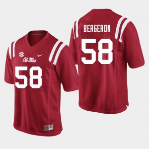 Men Ole Miss Rebels John Bergeron #58 Football Red Jersey 414140-590