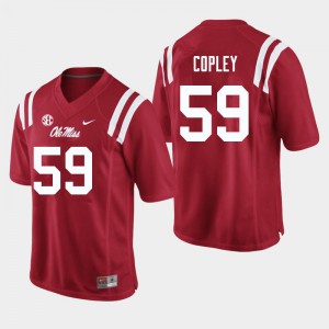 Mens Ole Miss Rebels John Copley #59 Player Red Jersey 858602-443