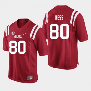 Men Ole Miss Rebels Jonathan Hess #80 Stitched Red Jerseys 513640-961