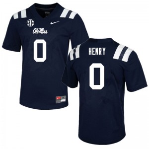 Men Ole Miss Rebels Lakia Henry #0 Navy Stitched Jerseys 844350-844