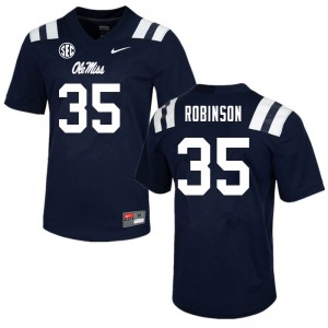 Men Ole Miss Rebels Mark Robinson #35 Embroidery Navy Jersey 751456-506
