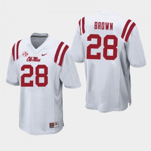 Men Ole Miss Rebels Markevious Brown #28 Official White Jerseys 792574-924