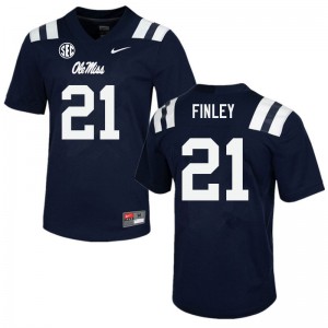 Men Ole Miss Rebels AJ Finley #21 Navy NCAA Jerseys 542348-927