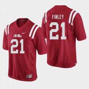 Men Ole Miss Rebels A.J. Finley #21 Player Red Jerseys 605498-526