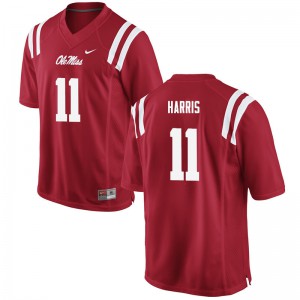 Mens Ole Miss Rebels A.J. Harris #11 Red Embroidery Jerseys 610577-800