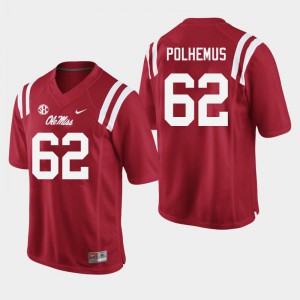 Mens Ole Miss Rebels Andrew Polhemus #62 Embroidery Red Jersey 943616-168