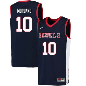 Men Ole Miss Rebels Antonio Morgano #10 Basketball Navy Jerseys 492826-463
