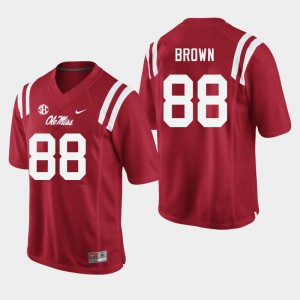 Mens Ole Miss Rebels Bralon Brown #88 Player Red Jersey 553654-425
