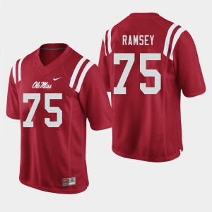 Men's Ole Miss Rebels Bryce Ramsey #75 Stitched Red Jersey 493129-874