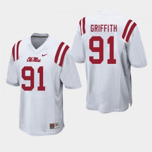 Mens Ole Miss Rebels Casey Griffith #91 White Embroidery Jersey 288981-966