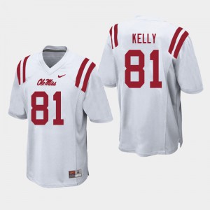 Men's Ole Miss Rebels Casey Kelly #81 Stitched White Jersey 100975-585