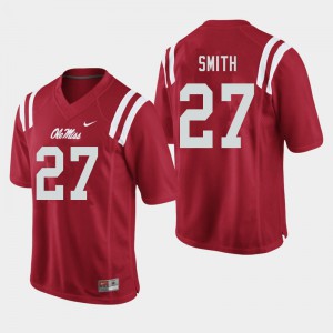 Men Ole Miss Rebels Dallas Smith #27 Stitched Red Jersey 267539-154