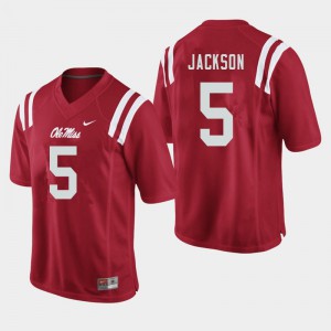 Men's Ole Miss Rebels Dannis Jackson #5 Football Red Jersey 801881-552