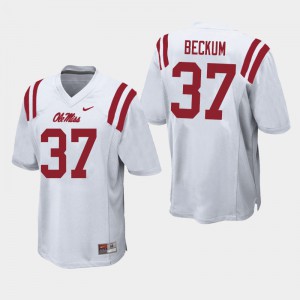 Men's Ole Miss Rebels David Beckum #37 White Embroidery Jersey 378828-929