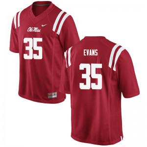 Mens Ole Miss Rebels Donta Evans #35 Red Stitch Jersey 691598-544