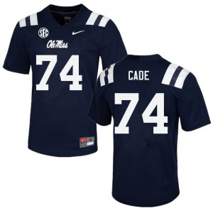Men Ole Miss Rebels Erick Cade #74 Navy Embroidery Jersey 242379-204