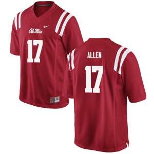 Mens Ole Miss Rebels Floyd Allen #17 Embroidery Red Jersey 173702-695