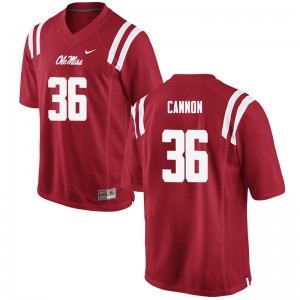 Men's Ole Miss Rebels Glenn Cannon #36 Red Official Jersey 182453-985