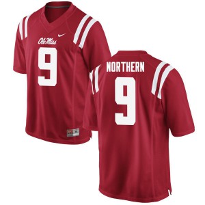 Mens Ole Miss Rebels Hal Northern #9 Player Red Jerseys 441279-672
