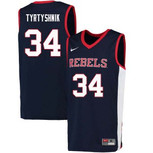Men Ole Miss Rebels Ilya Tyrtyshnik #34 NCAA Navy Jerseys 378562-452