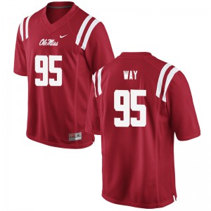 Mens Ole Miss Rebels Isaac Way #95 Red Embroidery Jerseys 895068-917