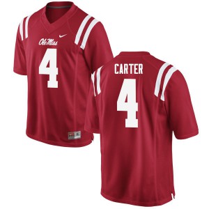 Men Ole Miss Rebels Jacob Carter #4 Embroidery Red Jerseys 258256-175