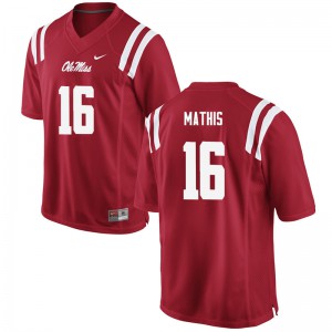 Men Ole Miss Rebels Jacob Mathis #16 Red NCAA Jerseys 906048-637