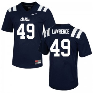 Mens Ole Miss Rebels Jared Lawrence #49 Navy Player Jersey 313304-270