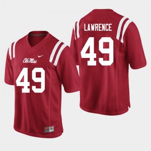Mens Ole Miss Rebels Jared Lawrence #49 Official Red Jerseys 599351-439