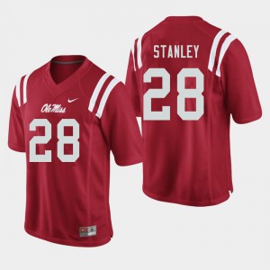 Mens Ole Miss Rebels Jay Stanley #28 Red Official Jerseys 742938-351