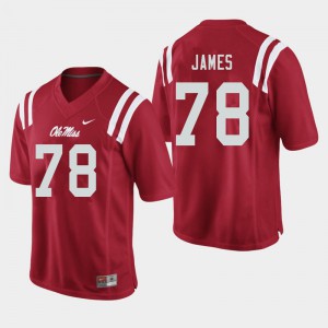 Men Ole Miss Rebels Jeremy James #78 Red Stitched Jerseys 798637-397